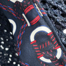 Load image into Gallery viewer, HERMES Cap Garate Serie Button Size 58 Navy Raffia100%
