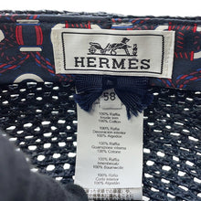 Load image into Gallery viewer, HERMES Cap Garate Serie Button Size 58 Navy Raffia100%
