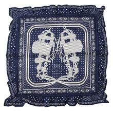 Load image into Gallery viewer, HERMES Carre Bandana Frill Bride de Gala Dot Size 70 Marine Fonce/Black Silk100%
