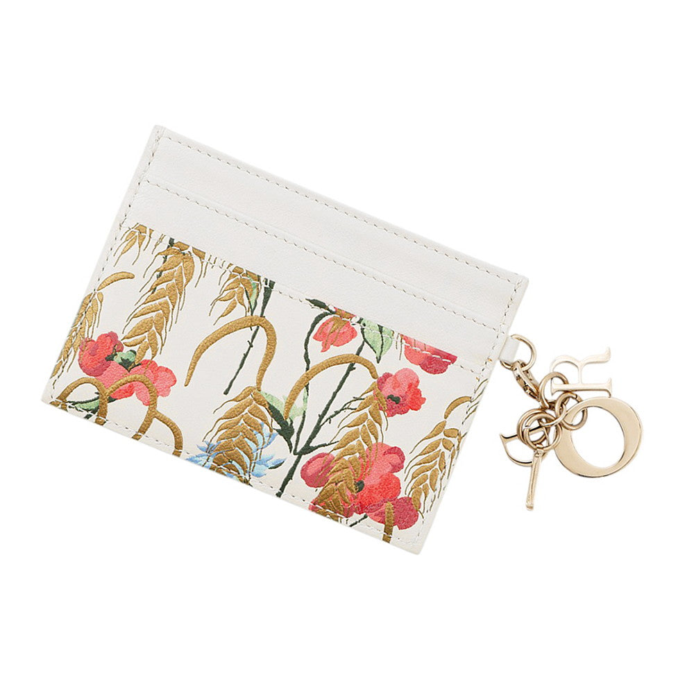 Dior ★Dior Lucky Lady Dior Freesia card holder White/Multicolor Leather