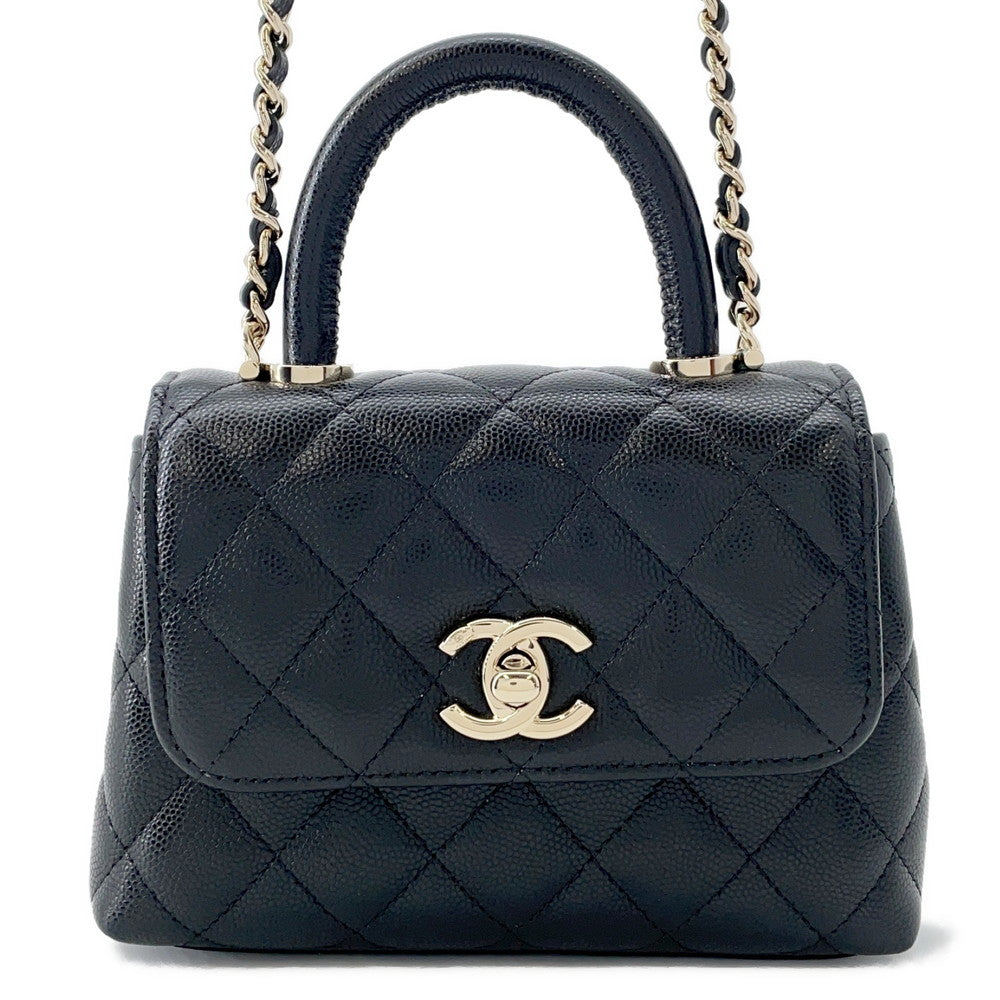 CHANEL Matelasse Coco Handle 2way Handbag BlackAP4244 Caviar Leather Size Mini mini