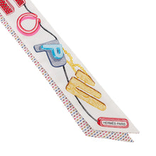 Load image into Gallery viewer, HERMES Twilly Chevaloscope Pointier White/Rose/VertH853954S Silk100%
