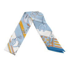 Load image into Gallery viewer, HERMES Twilly Brides et Gris-Gris Blue Jean/White/MulticolorH062849S Silk100%
