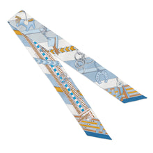 Load image into Gallery viewer, HERMES Twilly Brides et Gris-Gris Blue Jean/White/MulticolorH062849S Silk100%
