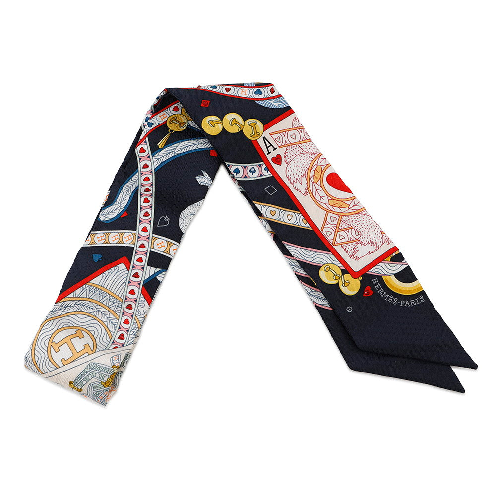 HERMES TwillyBijoux Pique Queen of Hearts Dame de Coeur Black/Rouge/GoldH063959S Silk100%
