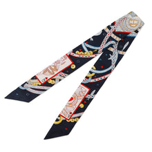 将图像加载到图库查看器中，HERMES TwillyBijoux Pique Queen of Hearts Dame de Coeur Black/Rouge/GoldH063959S Silk100%
