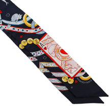 将图像加载到图库查看器中，HERMES TwillyBijoux Pique Queen of Hearts Dame de Coeur Black/Rouge/GoldH063959S Silk100%
