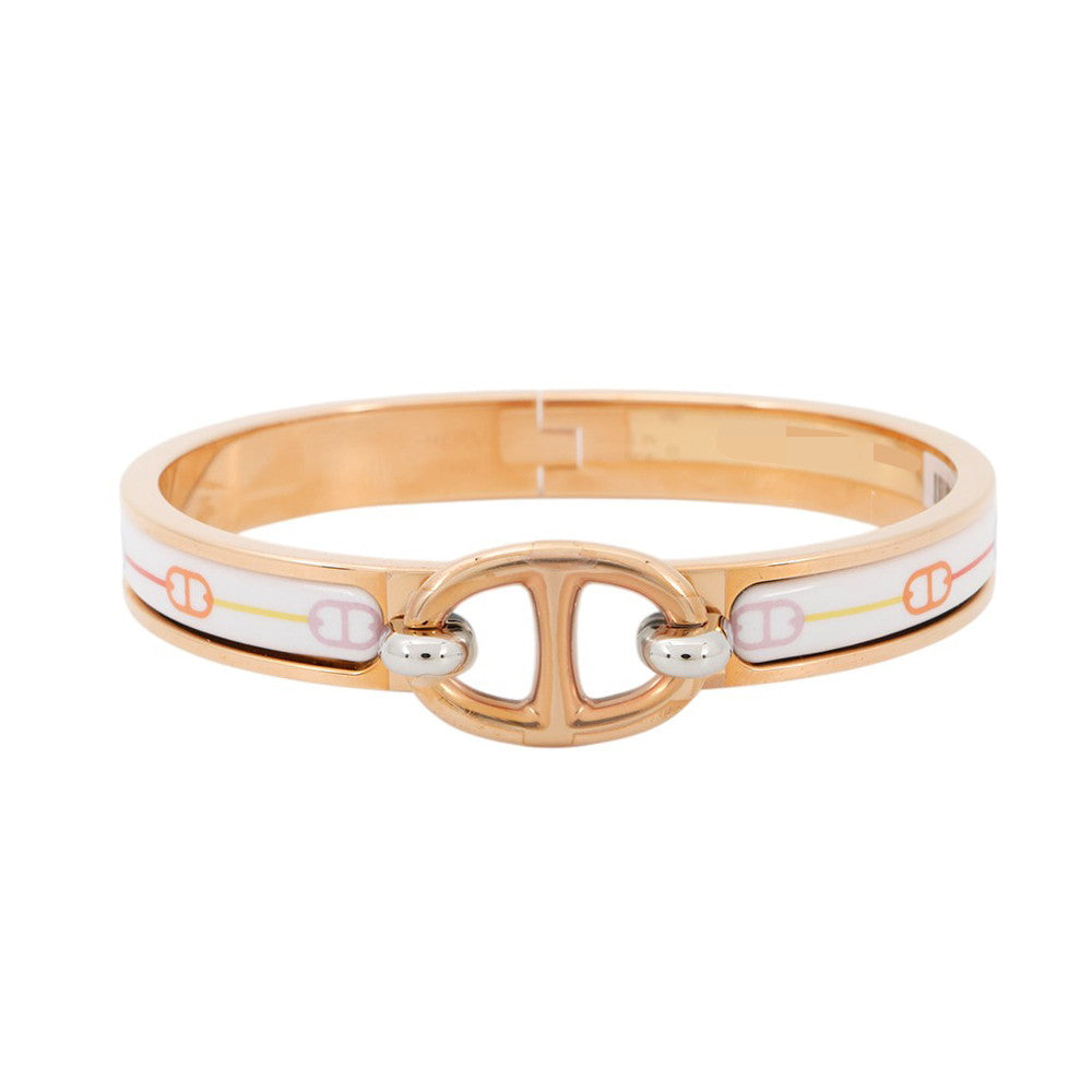 HERMES Mini Clic Chaine d'Ancre Bracelet Size PM White/Multicolor209110EOD3 PGP Lacquer