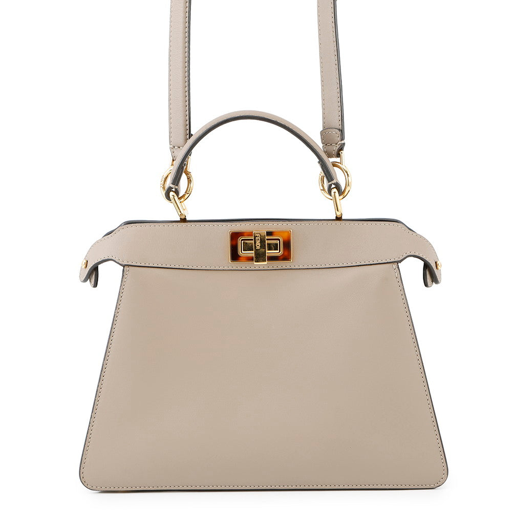 FENDI Peekaboo Icy You Beige8BN327 Calf Leather Size Small