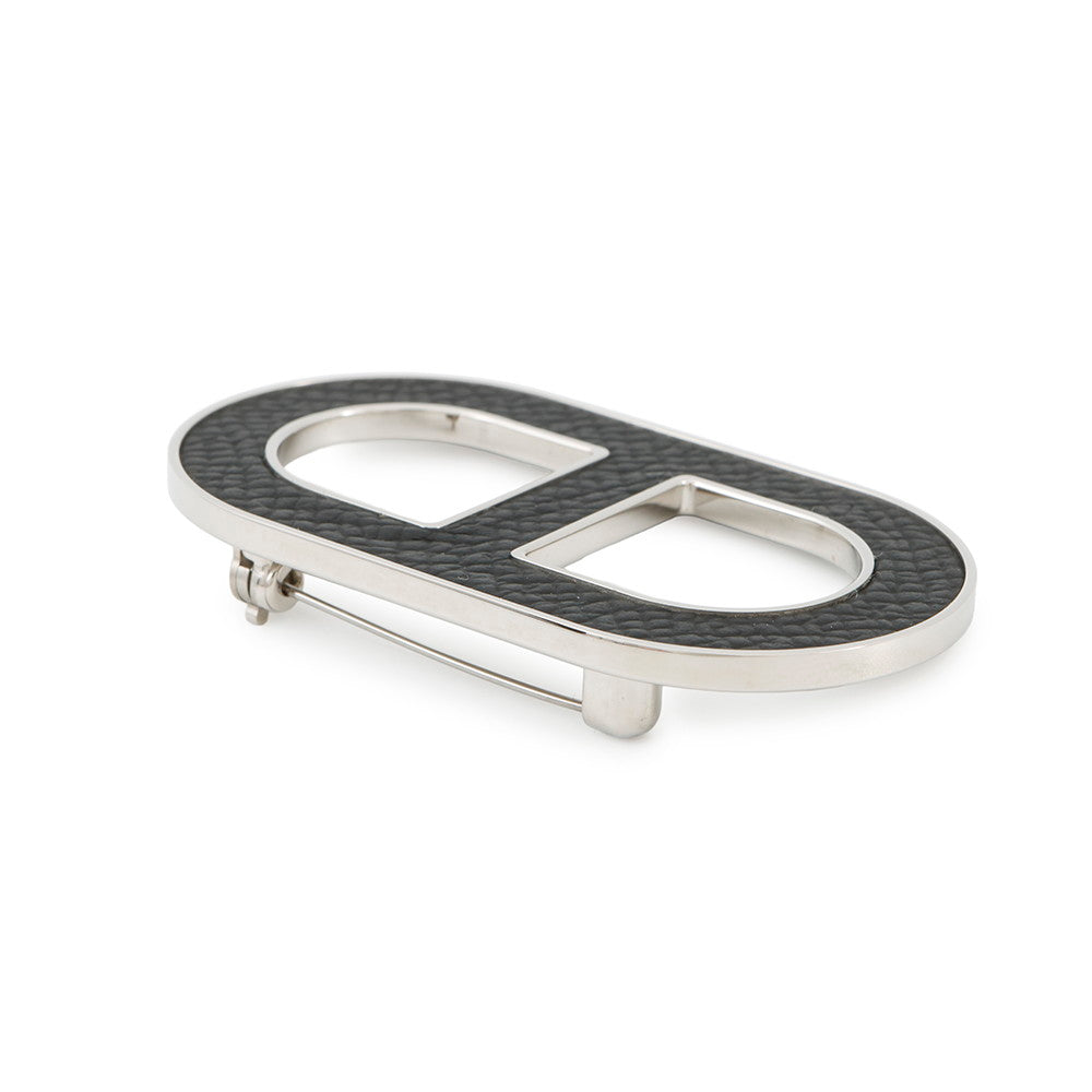 HERMES Chaine d'Ancre Brooch Black Metal Epsom– GALLERY RARE