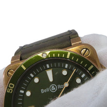将图像加载到图库查看器中，Bell&amp;Ross Diver Green Bronze Limited Edition 999 pieces W42mm Bronze Leather Green DialBR03-92-DIV-B
