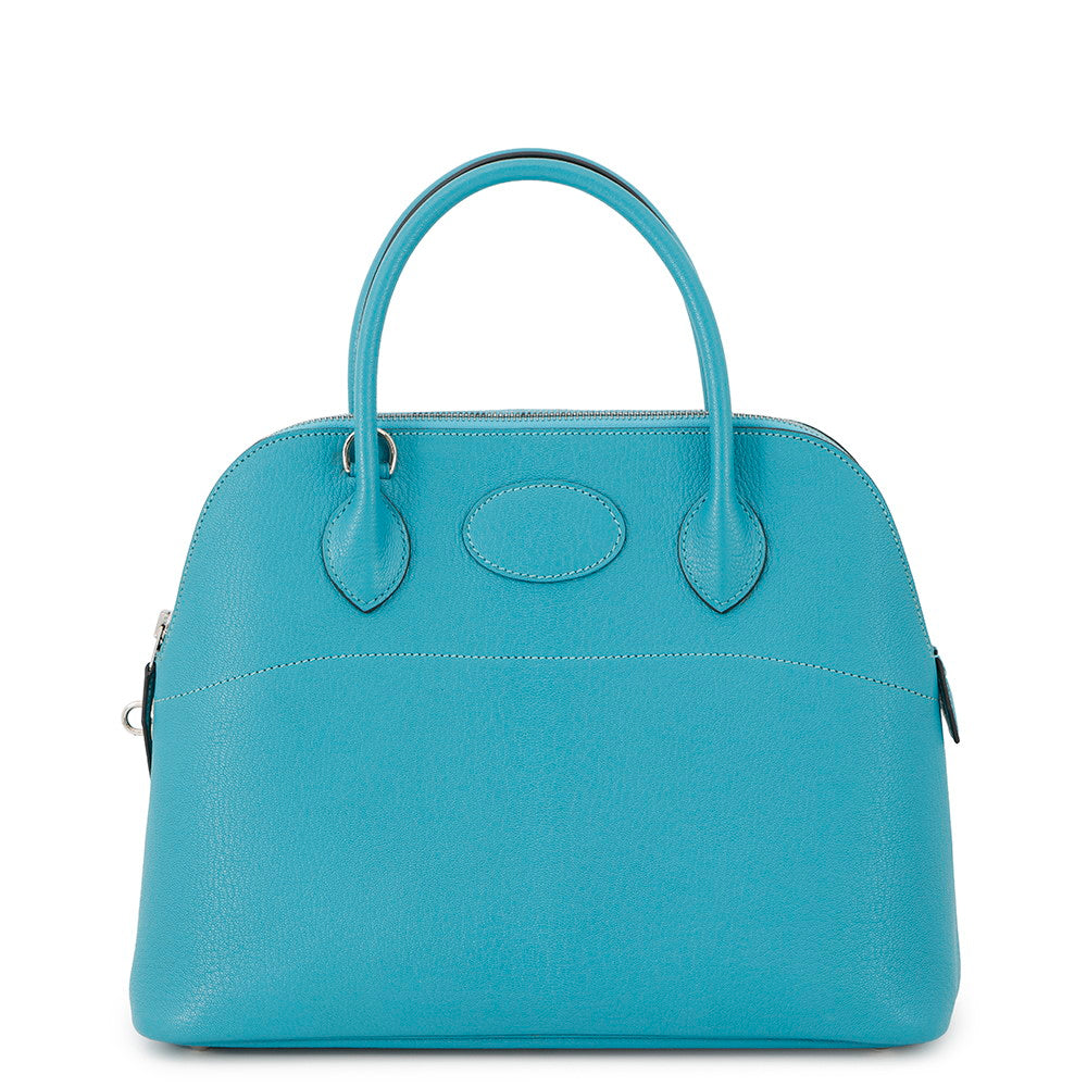HERMES Bolide Turquoise Chevre Myzore Goatskin Size 31