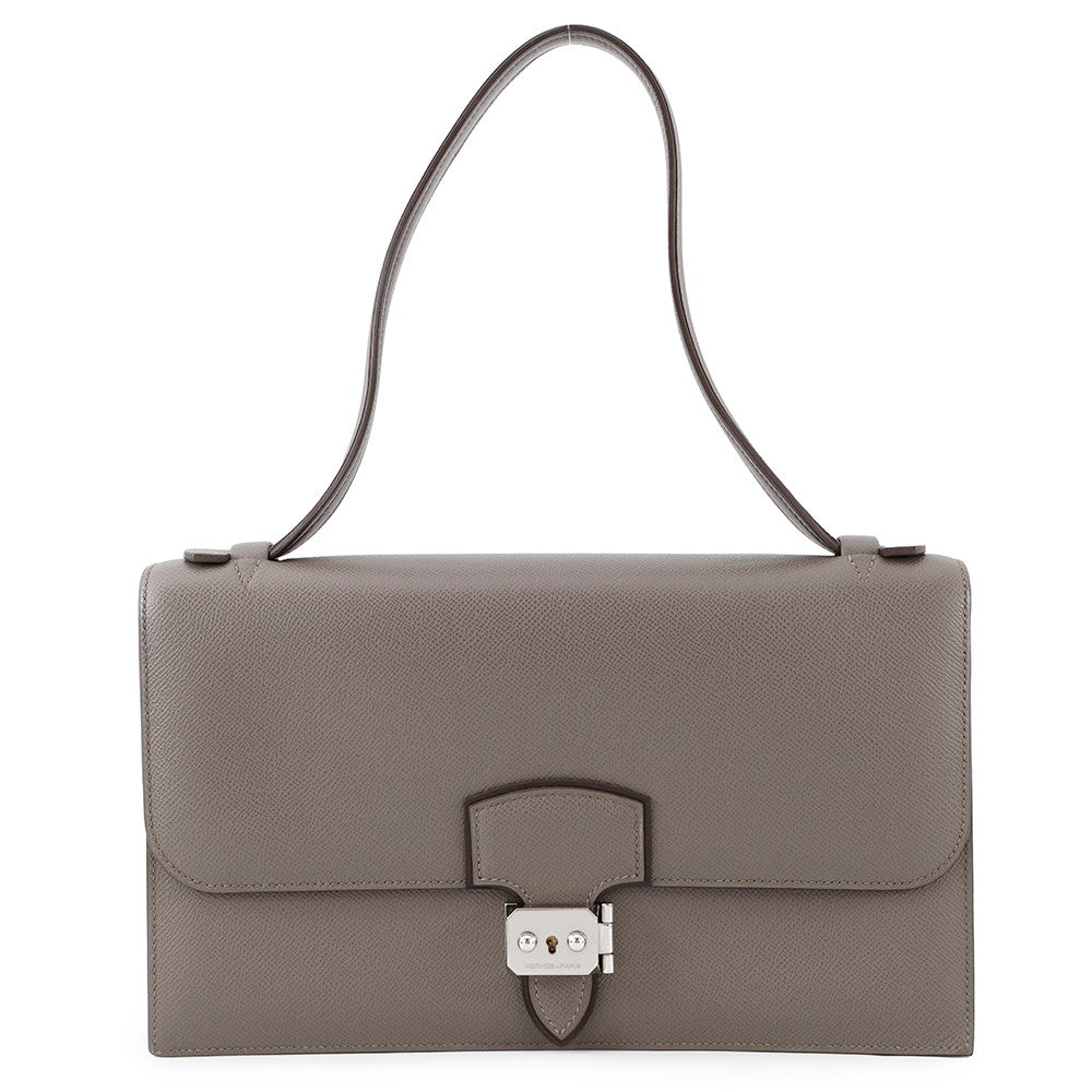 HERMES Sac A Depeches Shoulder Etain Epsom