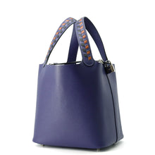 将图像加载到图库查看器中，HERMES Picotin Lock Tresage Blue Encre/Brique/Black Epsom Size MM
