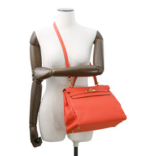 将图像加载到图库查看器中，HERMES Kelly Orange Poppy Taurillon Clemence Size 32
