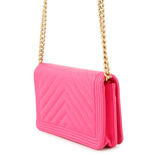 Load image into Gallery viewer, CHANEL ★Boy's Chanel Chevron Chain Wallet PinkAP1117 Caviar Leather
