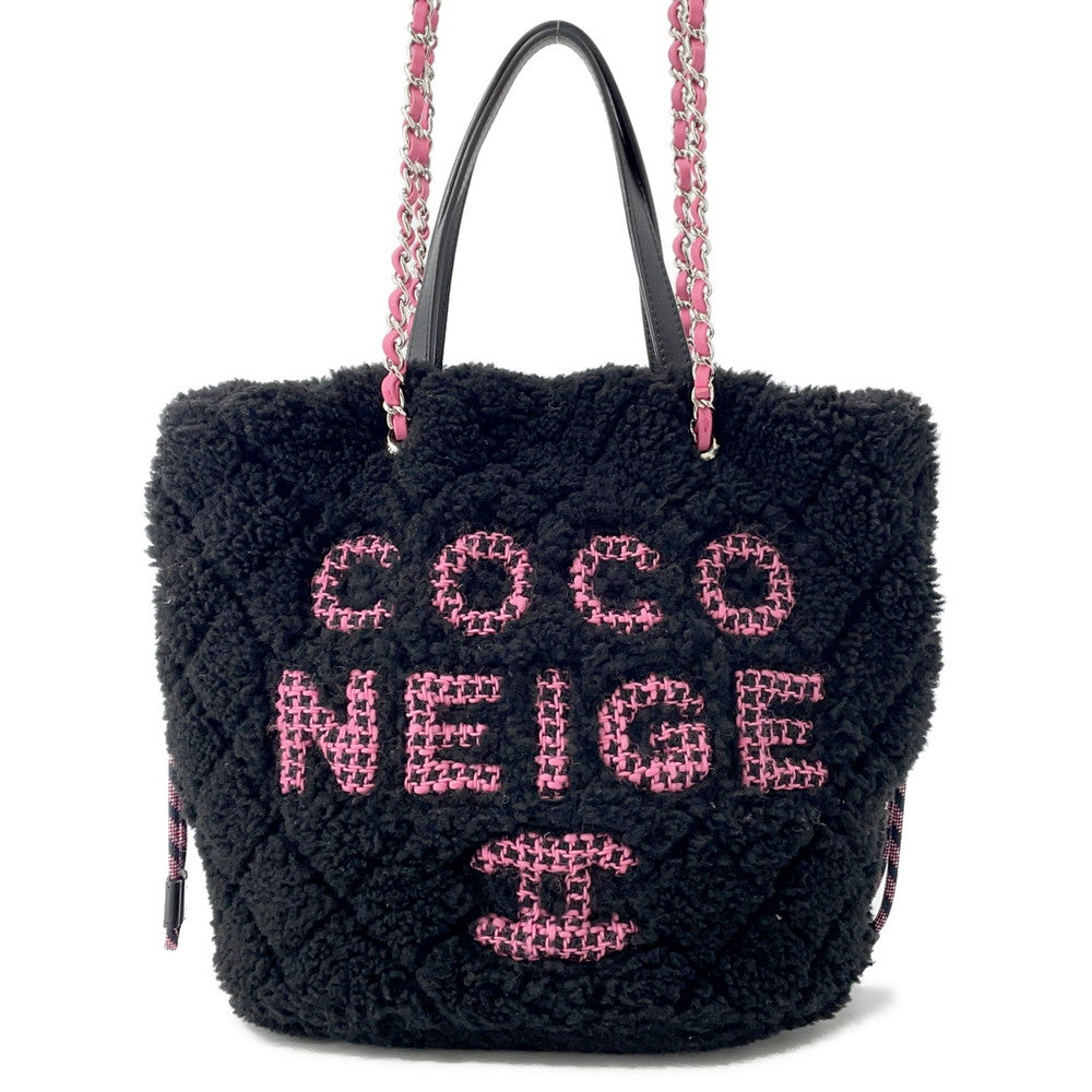 CHANEL Coco Neige Tote Bag BlackAS0981 Pile Leather