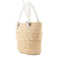 Load image into Gallery viewer, BALENCIAGA City basket bag Beige/White828888 Raffia Leather
