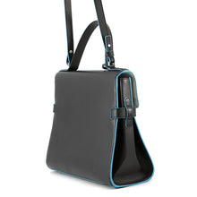 将图像加载到图库查看器中，Delvaux Tempe 2way Bag Black/Light Blue Leather Size GM
