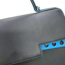 将图像加载到图库查看器中，Delvaux Tempe 2way Bag Black/Light Blue Leather Size GM

