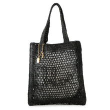将图像加载到图库查看器中，Chloe Summer Banana Tote Bag Black Raffia
