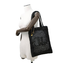 将图像加载到图库查看器中，Chloe Summer Banana Tote Bag Black Raffia
