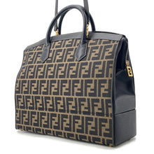 将图像加载到图库查看器中，FENDI Zucca Vanity Bag Brown Canvas Leather
