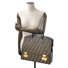 将图像加载到图库查看器中，FENDI Zucca Vanity Bag Brown Canvas Leather
