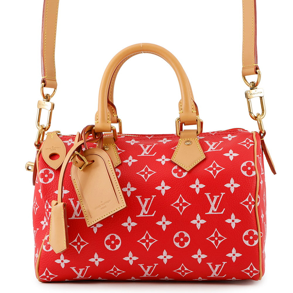LOUIS VUITTON Speedy P9 Bandouliere RedM24425 Calf Leather Monogram Size 25