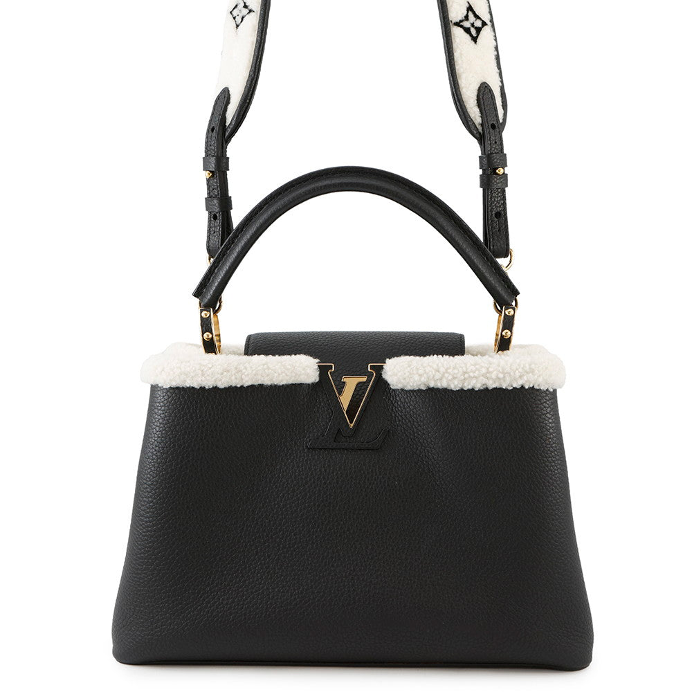 LOUIS VUITTON Capucines NoirM59073 Taurillon Leather Shearling Size MM