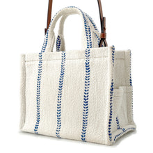 Load image into Gallery viewer, CELINE Small Cabas Thais Tote Bag White/Blue199162EYI.01BB Textile Leather Size Small
