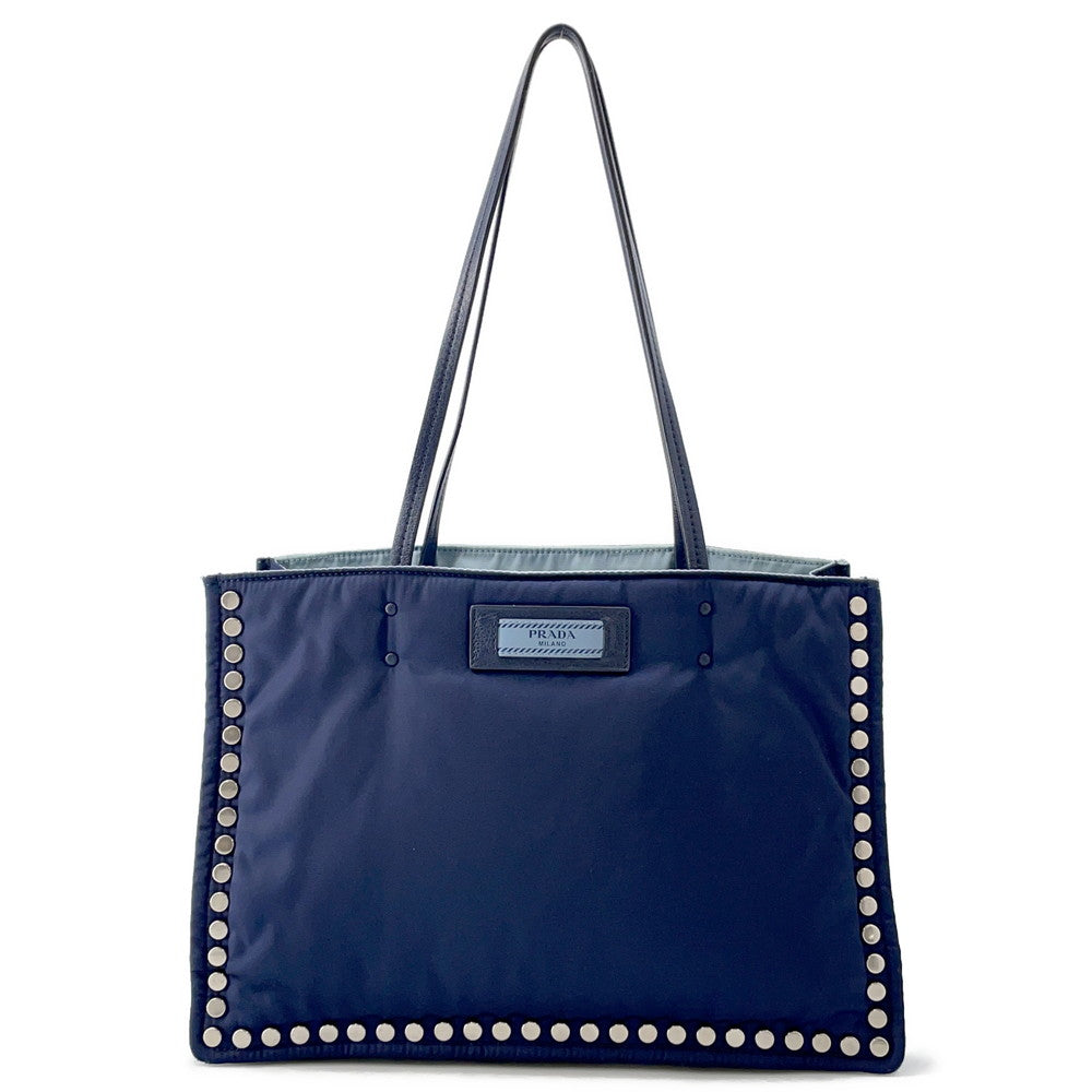 PRADA etiquette tote Navy/Light Blue1BG122 Nylon Leather