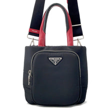 Load image into Gallery viewer, PRADA Cargo 2-way Tote Bag Black/Red1BG270 Nylon Leather Size Small
