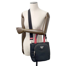 Load image into Gallery viewer, PRADA Cargo 2-way Tote Bag Black/Red1BG270 Nylon Leather Size Small
