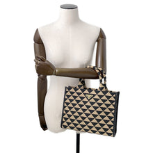 Load image into Gallery viewer, PRADA Symbol EmbroideryFabric Small Handbag Black/Beige1BA354 Jaguar Leather
