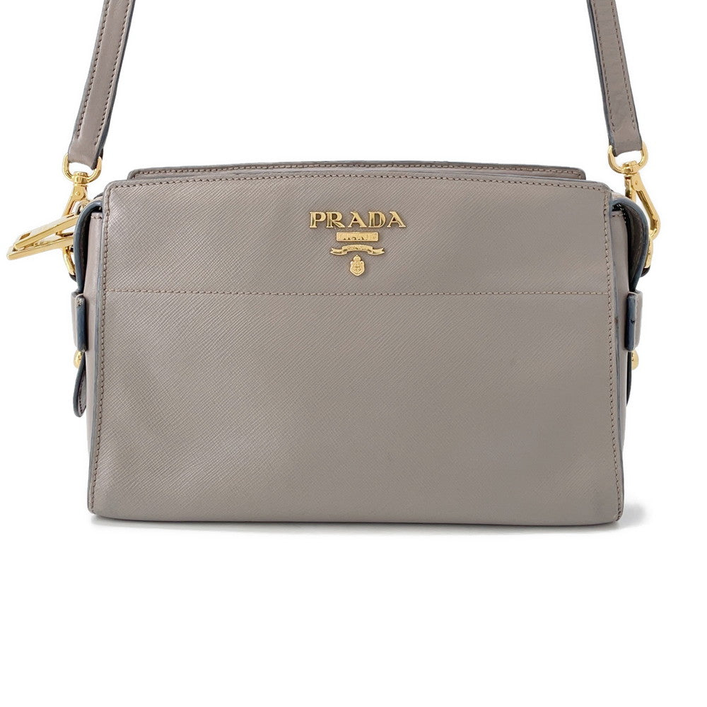 PRADA Saffiano Leather Shoulder Bag Gray1BH104 Saffiano LeatherLeather
