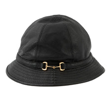 Load image into Gallery viewer, GUCCI Horsebit bucket hat Size S Black666600 Lambskin
