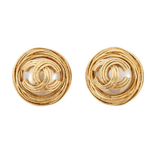 Load image into Gallery viewer, CHANEL CC Logo Faux Pearl Earring Gold Plated Faux Pearl

