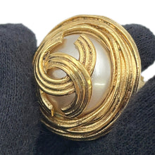 Load image into Gallery viewer, CHANEL CC Logo Faux Pearl Earring Gold Plated Faux Pearl

