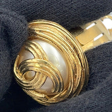 Load image into Gallery viewer, CHANEL CC Logo Faux Pearl Earring Gold Plated Faux Pearl

