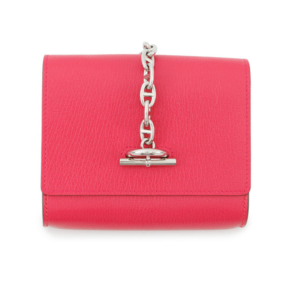 HERMES Chaine d'Ancre compact wallet Rose Extreme Chevre Shamqila