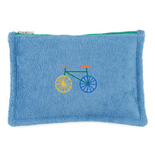 将图像加载到图库查看器中，HERMES Les Cabans Flat Pouch Blue Cotton Size PM
