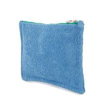 将图像加载到图库查看器中，HERMES Les Cabans Flat Pouch Blue Cotton Size PM
