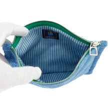 将图像加载到图库查看器中，HERMES Les Cabans Flat Pouch Blue Cotton Size PM
