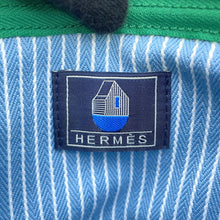 将图像加载到图库查看器中，HERMES Les Cabans Flat Pouch Blue Cotton Size PM
