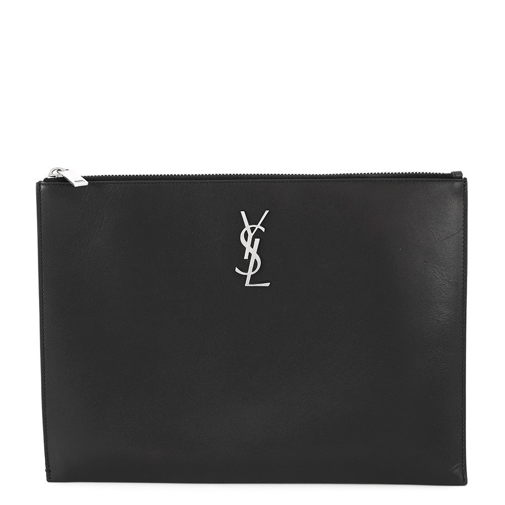 SAINT LAURENT PARIS Monogram Zip Tablet Holder Black453249 Leather