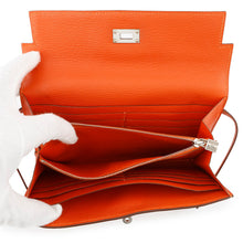 Load image into Gallery viewer, HERMES Kelly wallet Orange Chevre Myzore Goatskin

