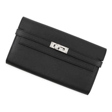 将图像加载到图库查看器中，HERMES Kelly wallet Black Epsom
