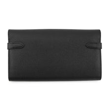 将图像加载到图库查看器中，HERMES Kelly wallet Black Epsom
