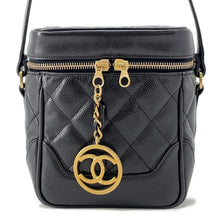 将图像加载到图库查看器中，CHANEL Matelasse Chain vanity bag Black Caviar Leather
